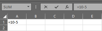 Indtastet Excel-minusformel.