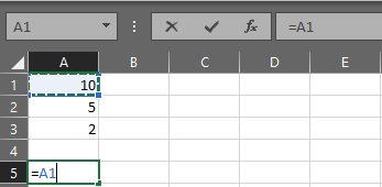 Tilføjelse af cellereference "A1" i formel.