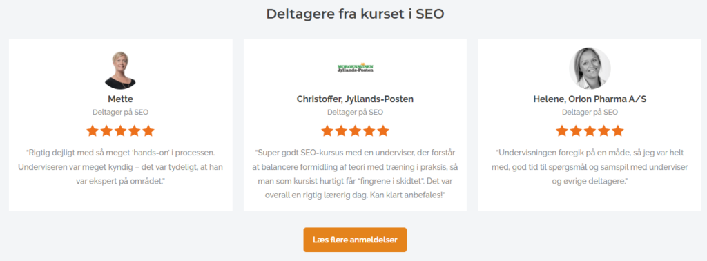 Eksempel på kundeanbefalinger