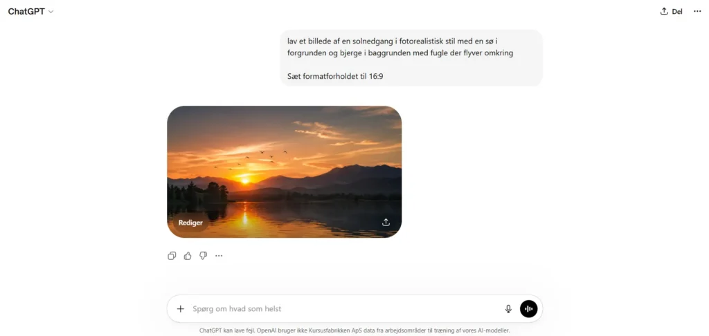 chatgpt billeder solnedgang