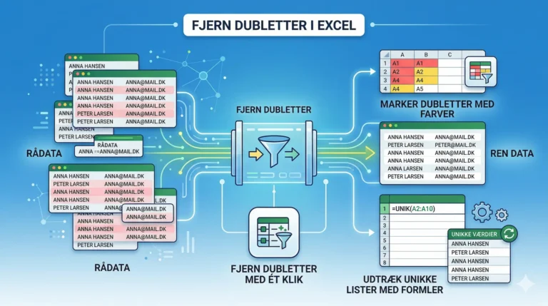 Fjern dubletter i Excel
