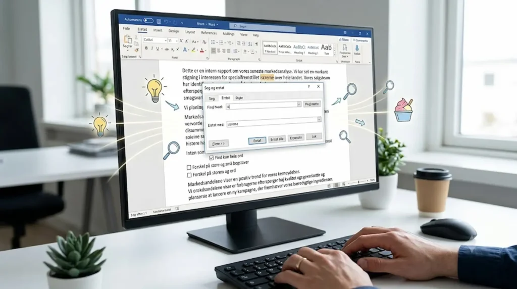 Søg og erstat ord i word AI